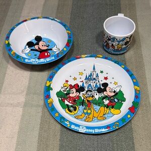 Walt Disney World Kids Mickey & Friends Dish Set - vintage